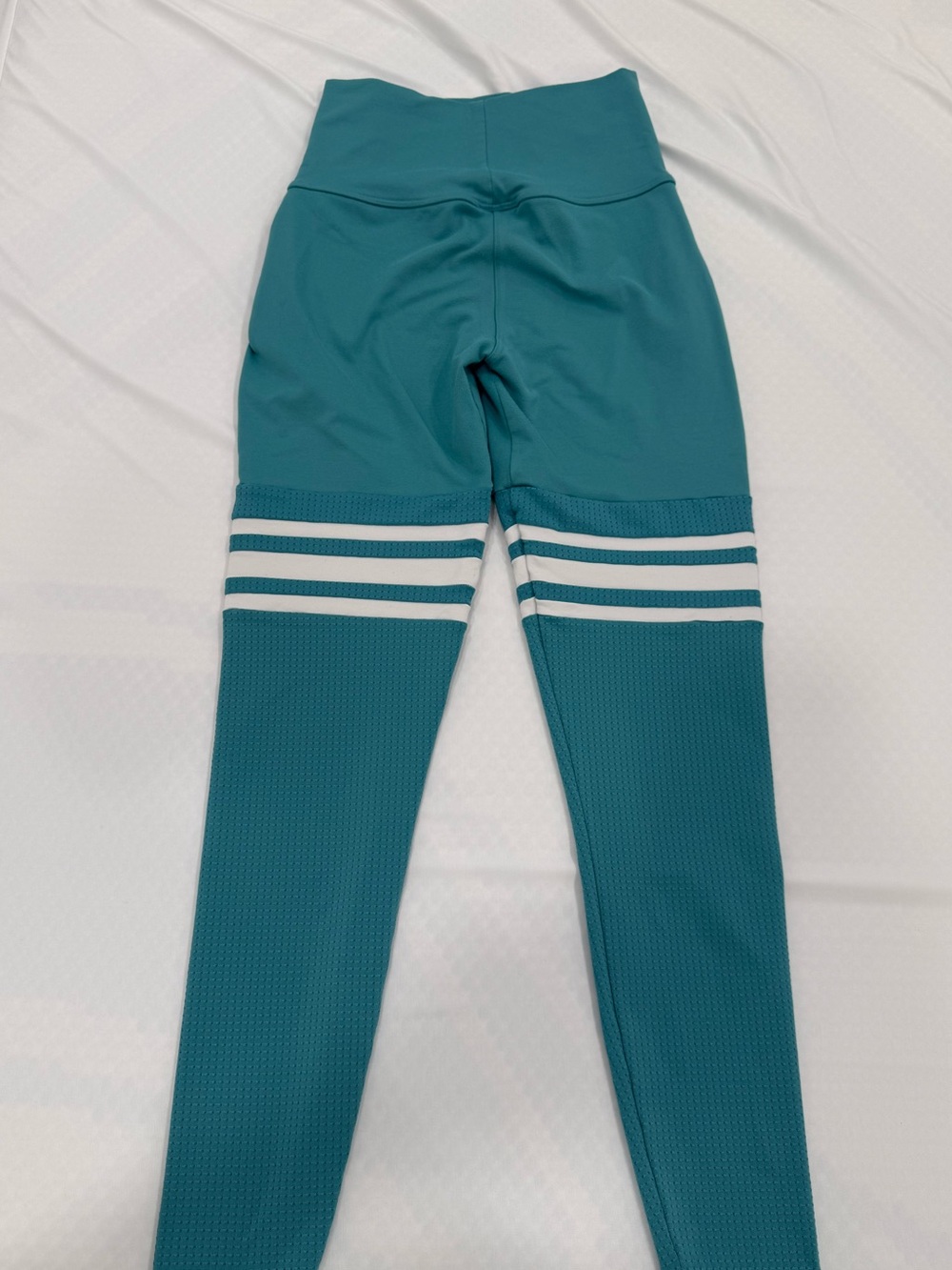 Bombshell Sportswear Teal Leggings with White Stripes